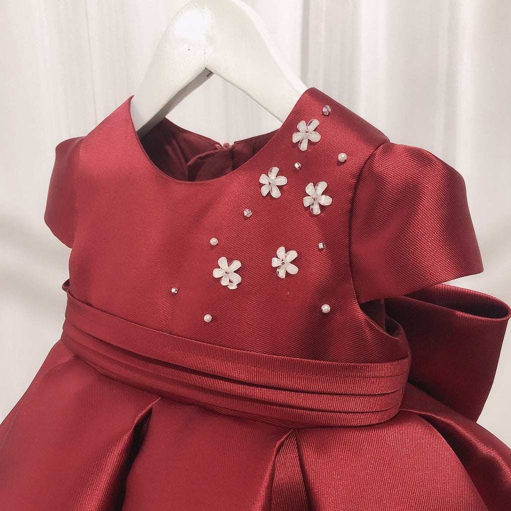 Vestido de Festa com Flores e Laço Atrás