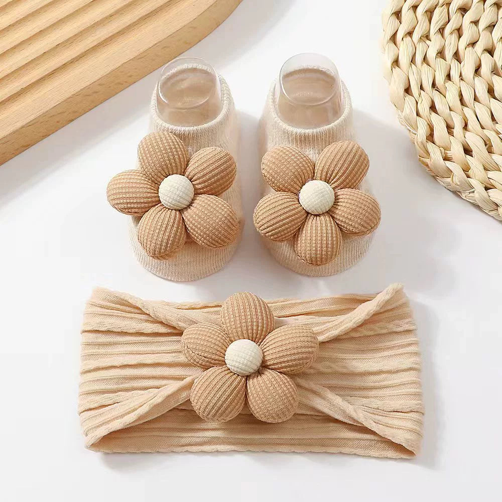 Kit Meia + Faixinha Infantil Florzinha