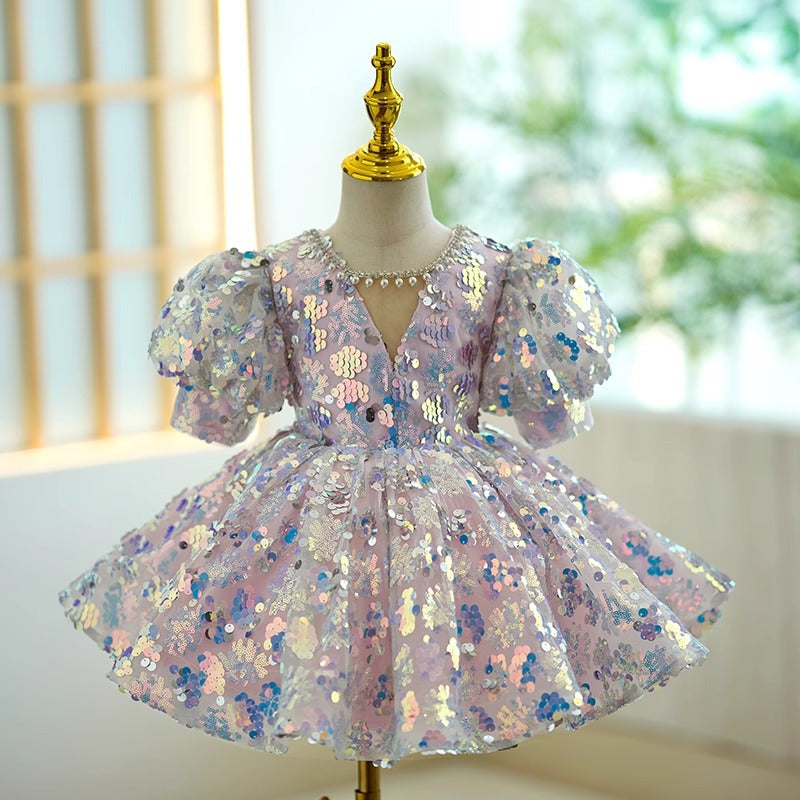 Vestido Infantil de Festa Luxo Lantejoulas
