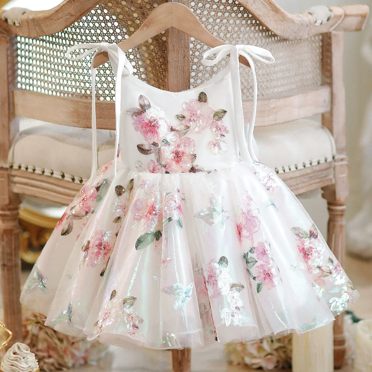 Vestido de Festa Flores Alça Lacinho