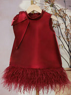 Vestido Infantil Laço e Plumas