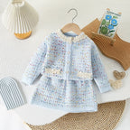 Conjunto Infantil Feminino Tricô Bolinhas Coloridas