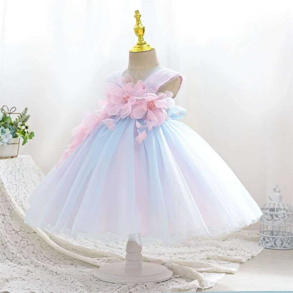 Vestido de Festa Tule Flores