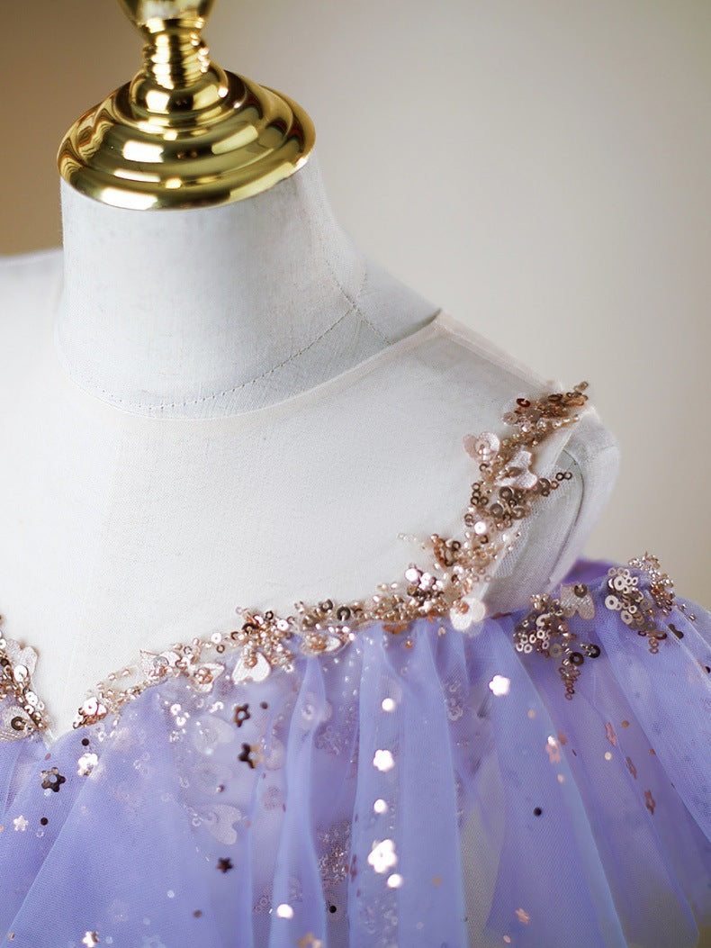 Vestido Infantil de Festa Brilhante Roxo
