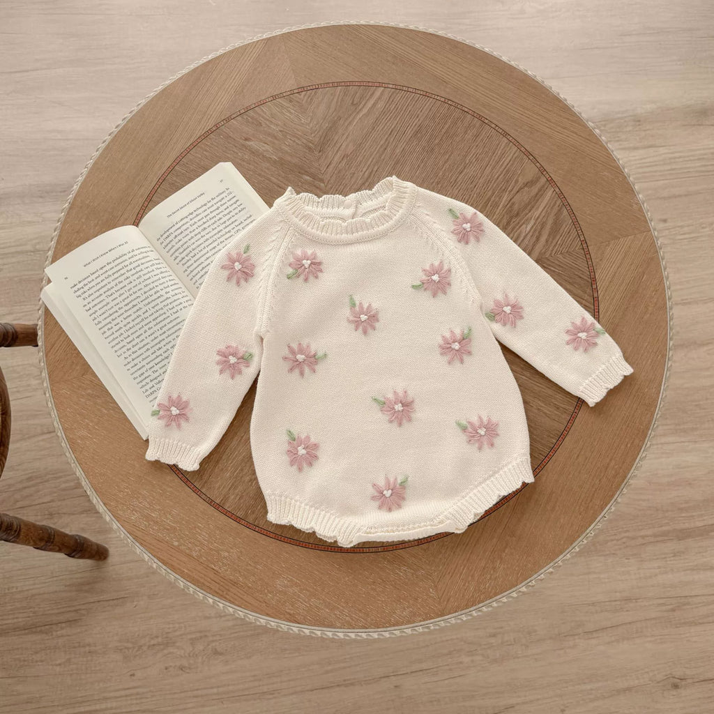 Body Infantil Tricô Florzinhas