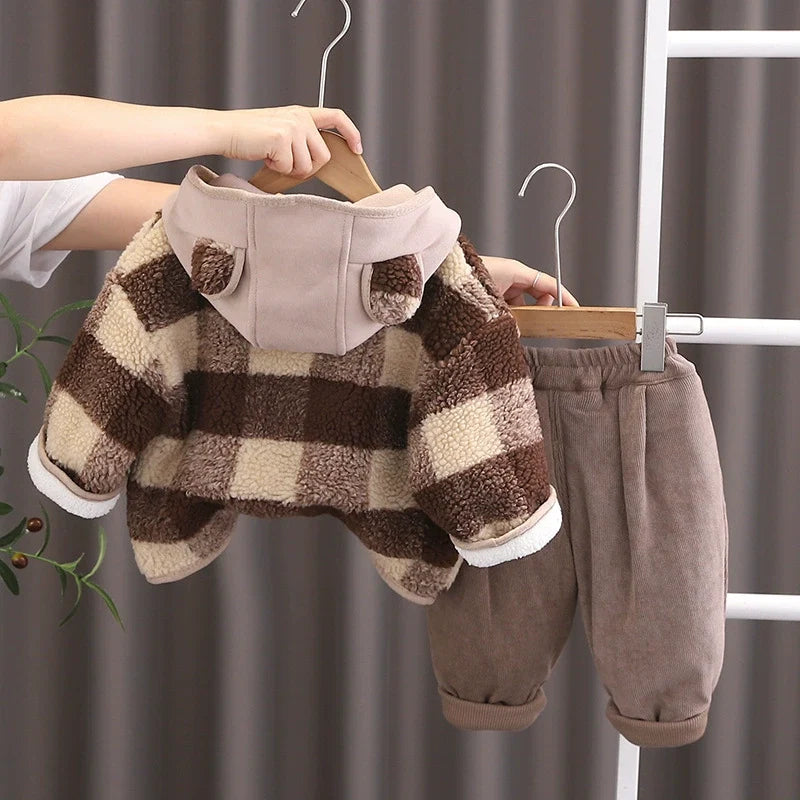 Conjunto Infantil Masculino  de Inverno Xadrez