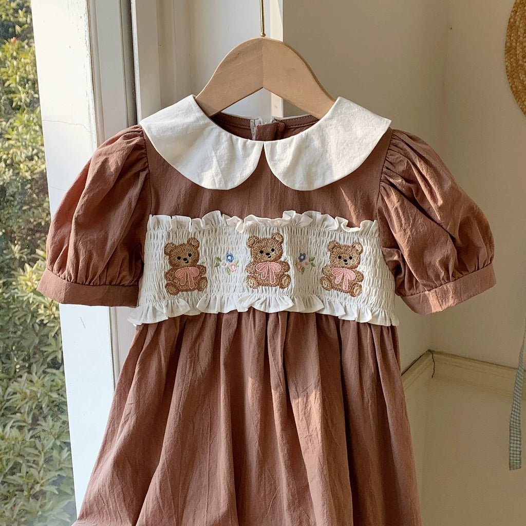 Vestido Infantil Marrom Ursinhos