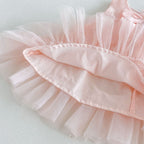Vestido Infantil Tule Brilhante Lacinho