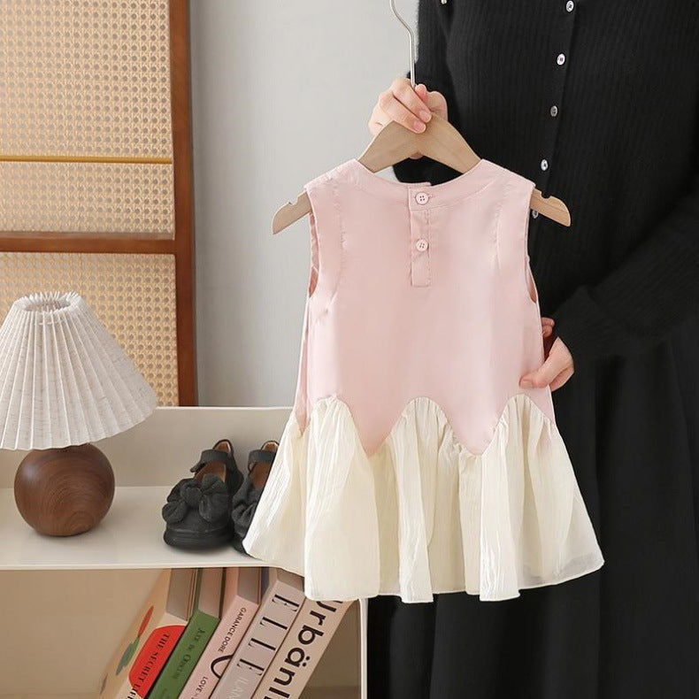 Vestido Infantil Barra Plíssadinha e Florzinha