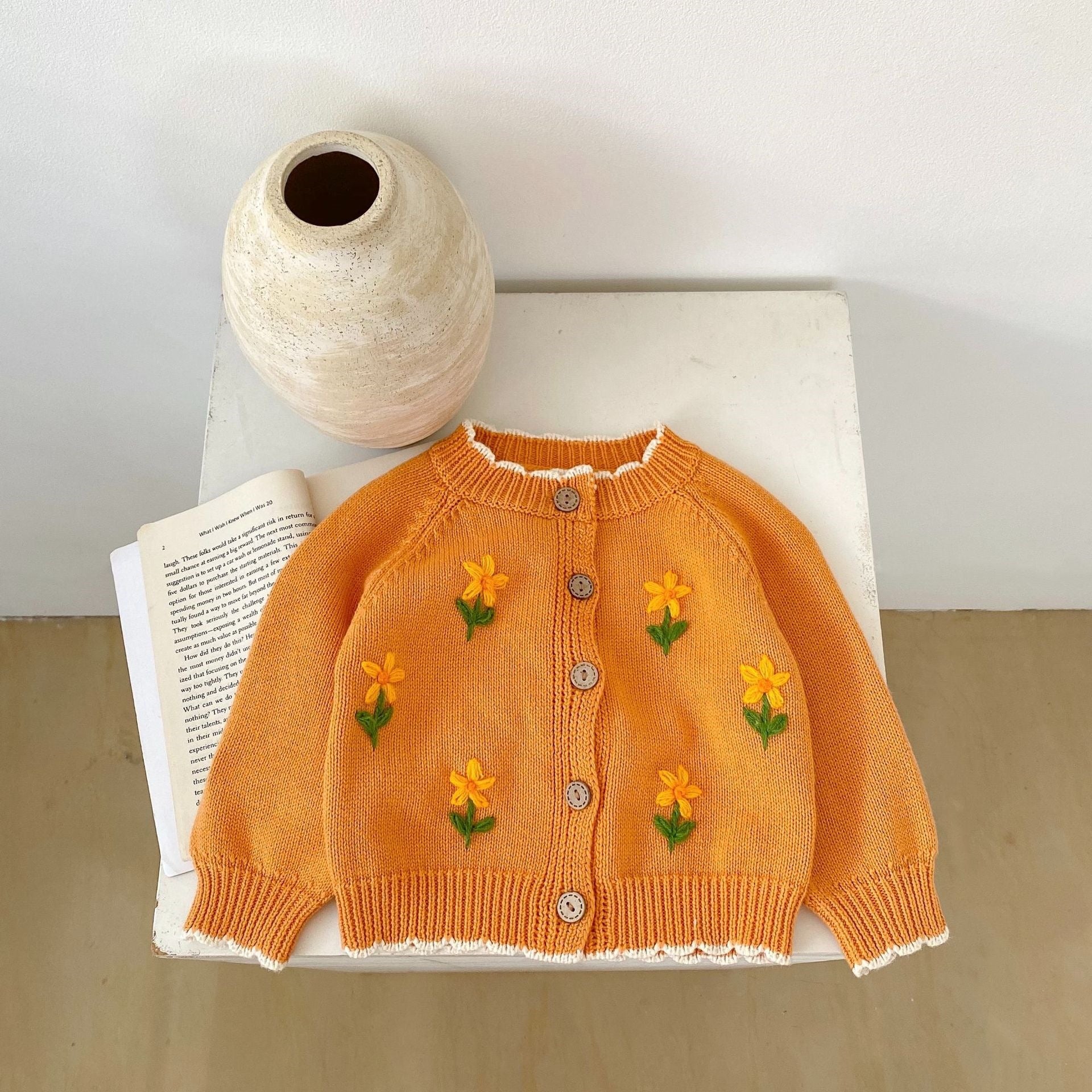 Casaco Infantil Tricô Florzinhas