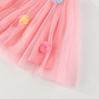 Vestido Infantil de Tule com Asas e Flores