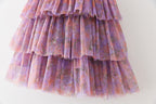 Vestido Infantil Tule Camadas com Flores
