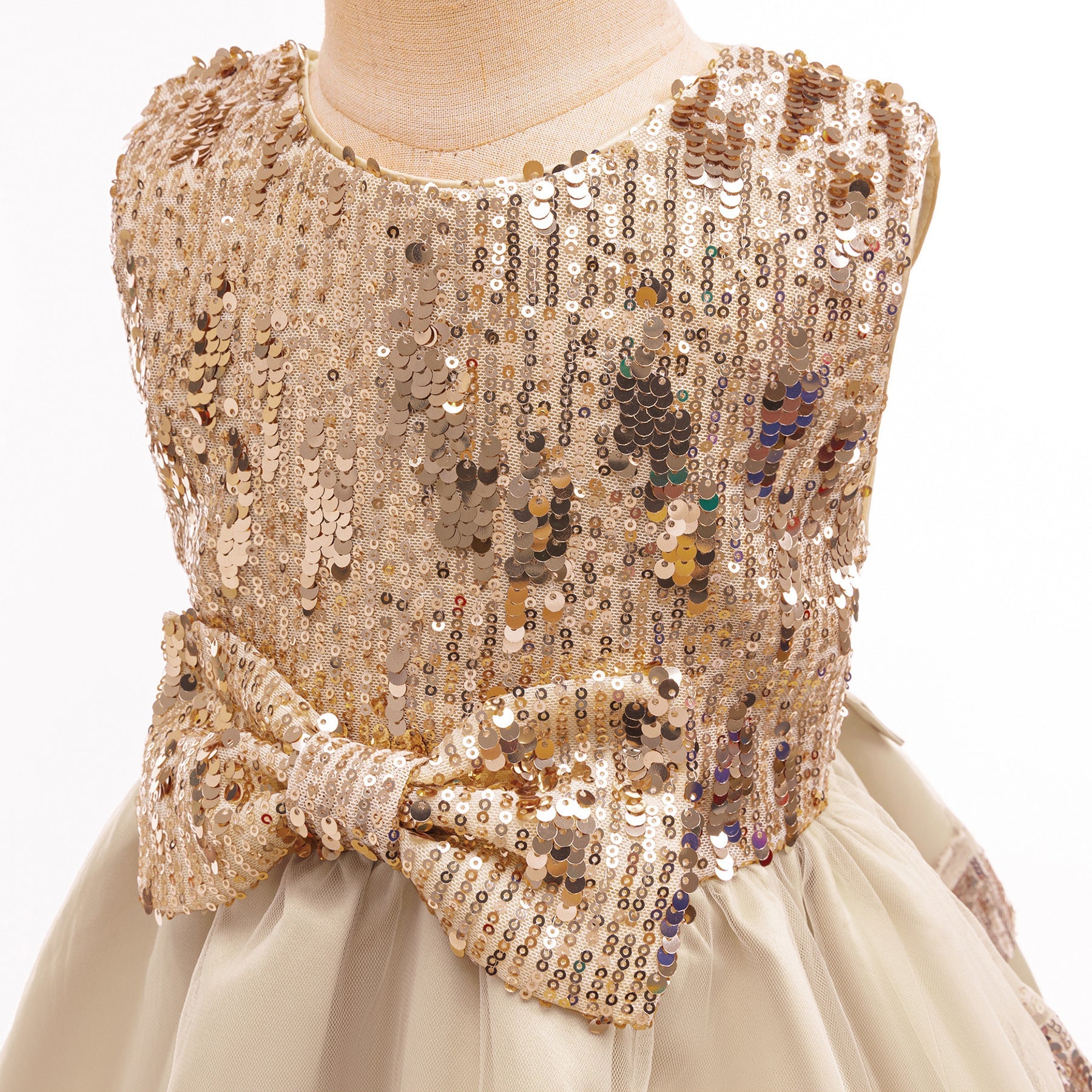 Vestido Infantil de Festa Lantejoulas Lacinho
