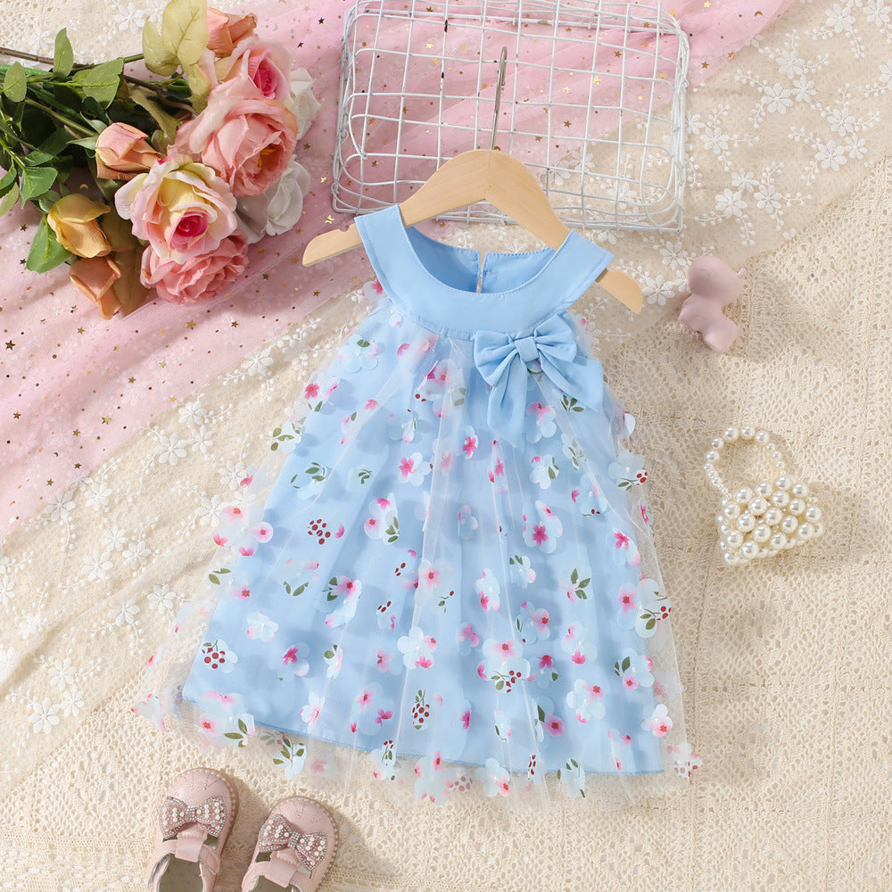 Vestido Infantil Tule Flores