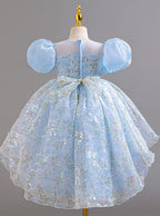 Vestido Infantil Folhas Manga Bufante