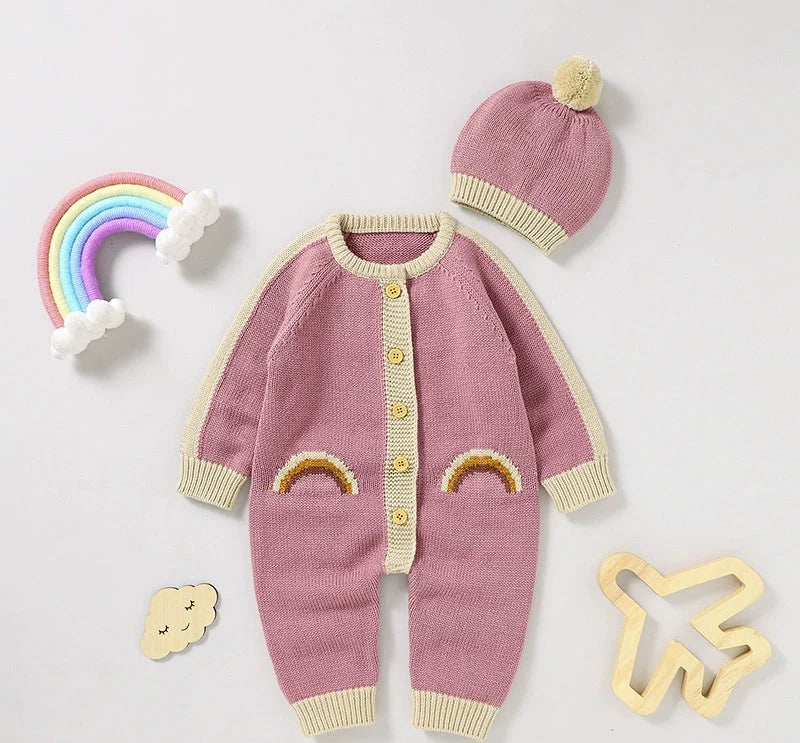 Macacão Infantil de Tricô Arco íris