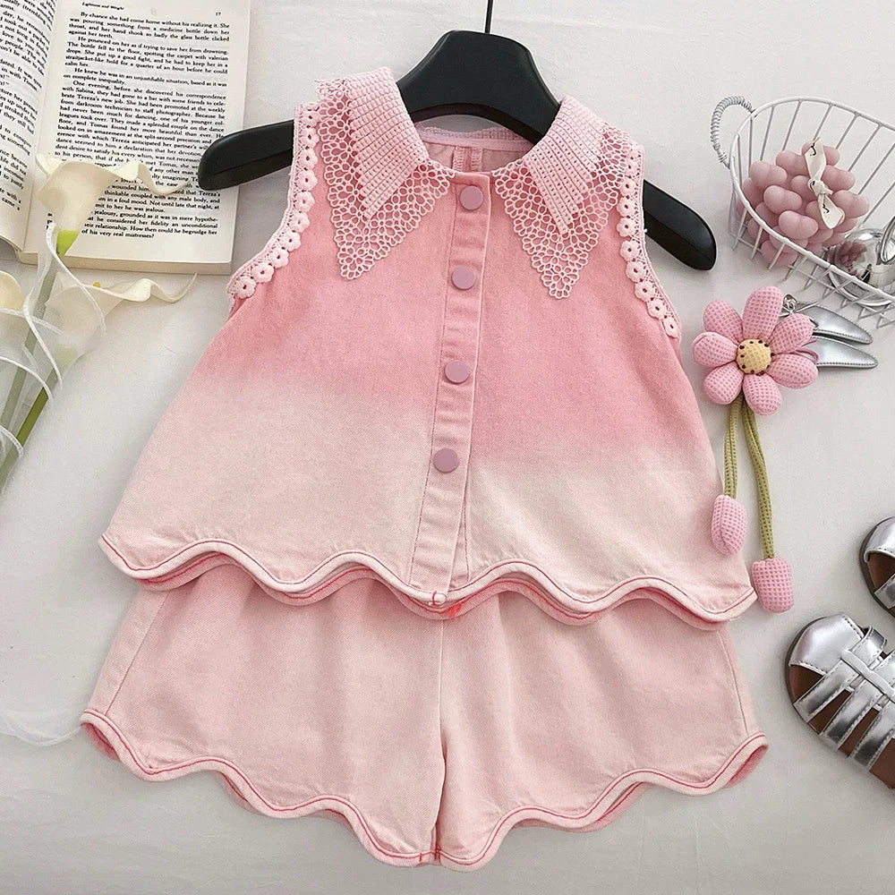 Conjunto Infantil Feminino Rendado Florzinhas