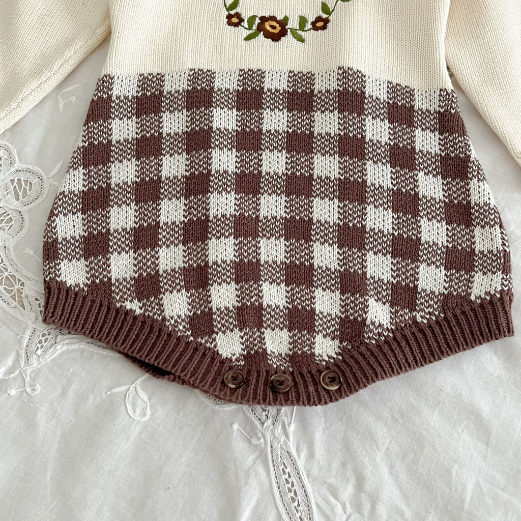 Body Infantil Feminino Xadrez Florzinhas