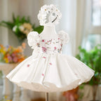 Vestido de Festa Branco Flores Brilhantes