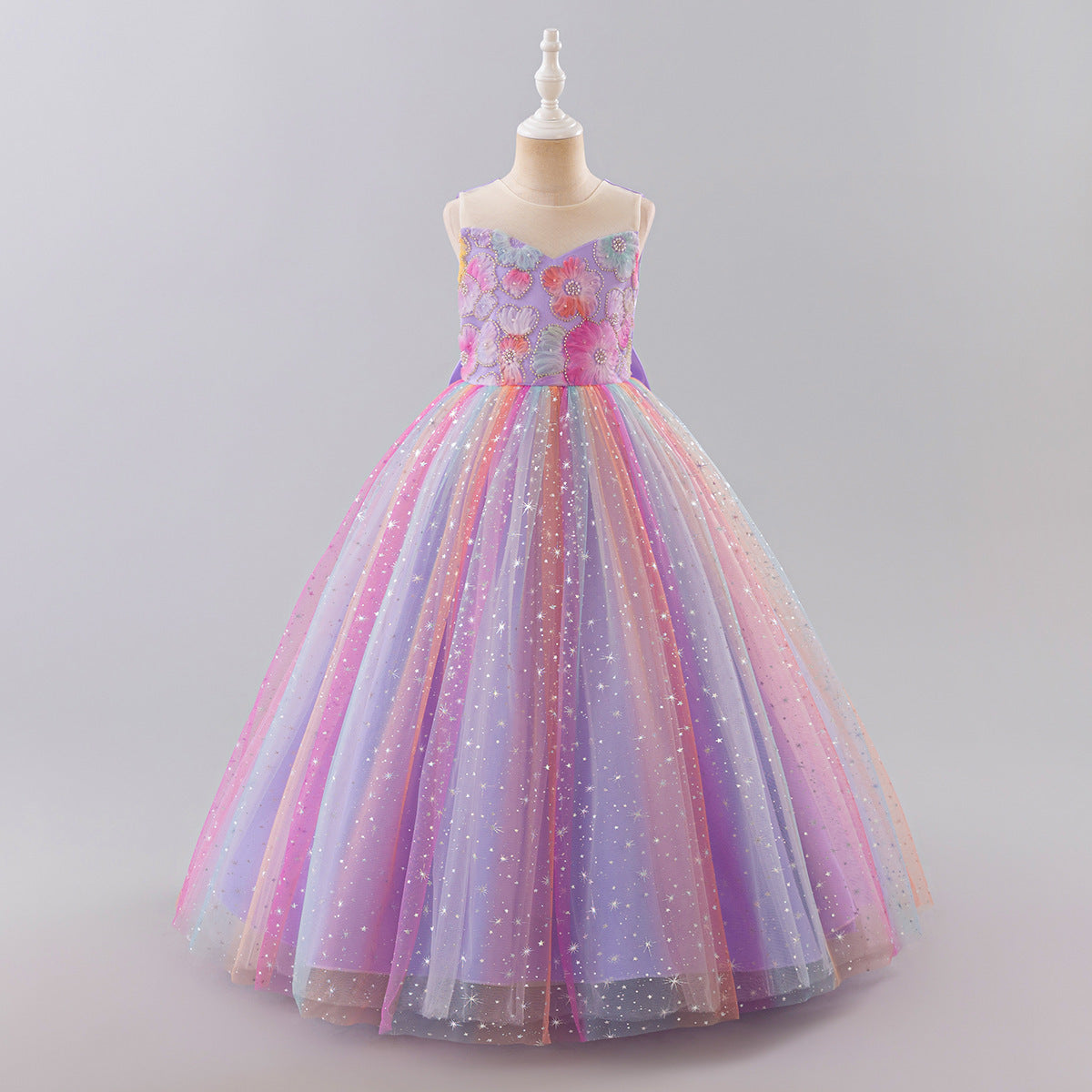 Vestido Infantil de Festa Longo Flores