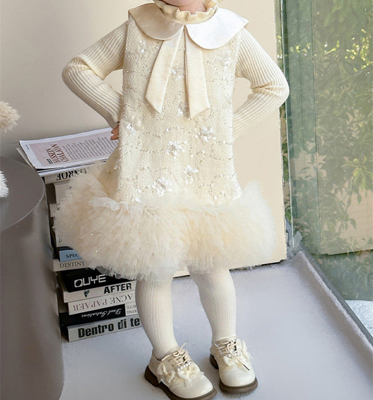 Vestido Infantil Flores e Tule + Blusinha