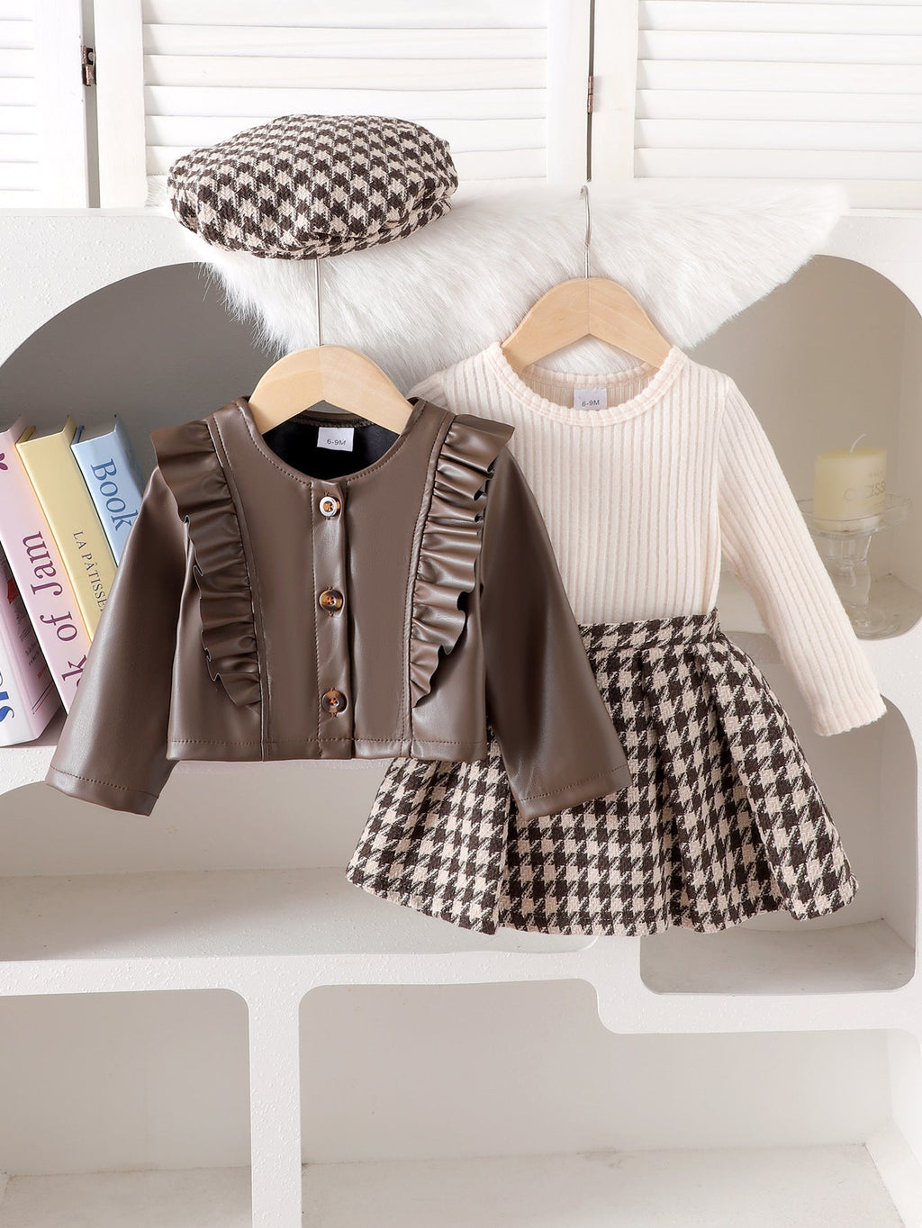 Conjunto Infantil Feminino 3 Peças Jaqueta com Sainha