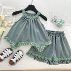 Conjunto Infantil Feminino Jeans Florzinhas
