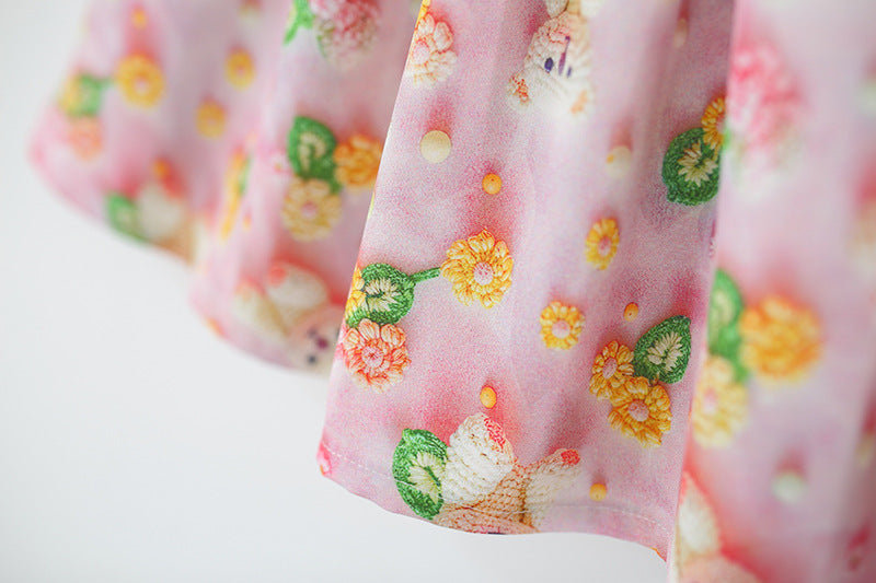 Vestido infantil Floral Lacinhos + Chapéu