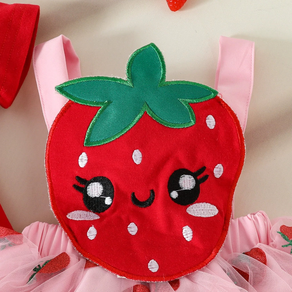 Conjunto Infantil Jardineira Margaridas/ Moranguinhos