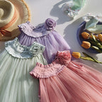 Vestido Infantil de Tule Flor