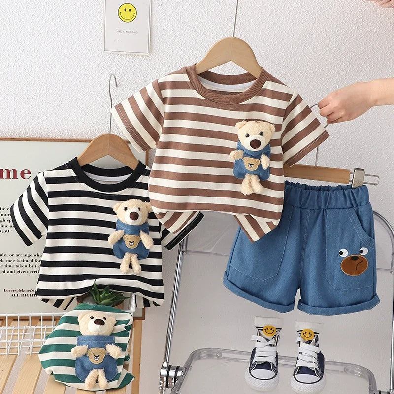 Conjunto Infantil Verão Lístras Ursinho
