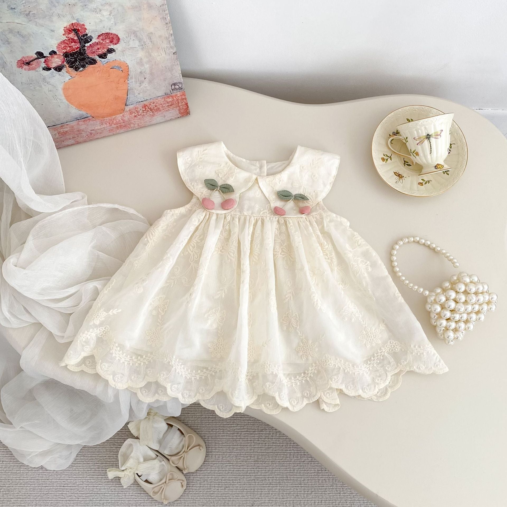 Vestido Infantil Verão Cerejinhas