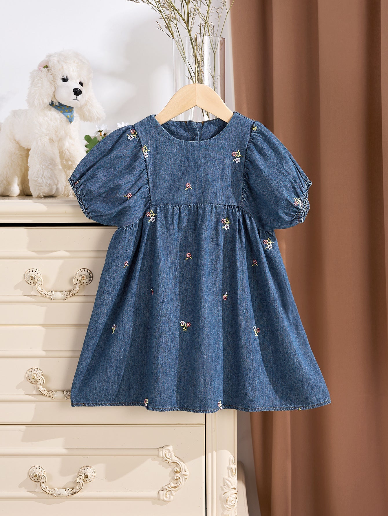Vestido Jeans Florzinhas