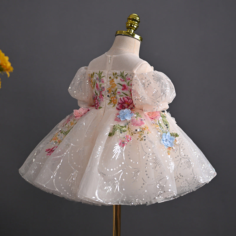 Vestido Infantil Brilhante Flores