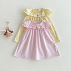 Vestido Infantil Florzinhas e Manga Babadinhos