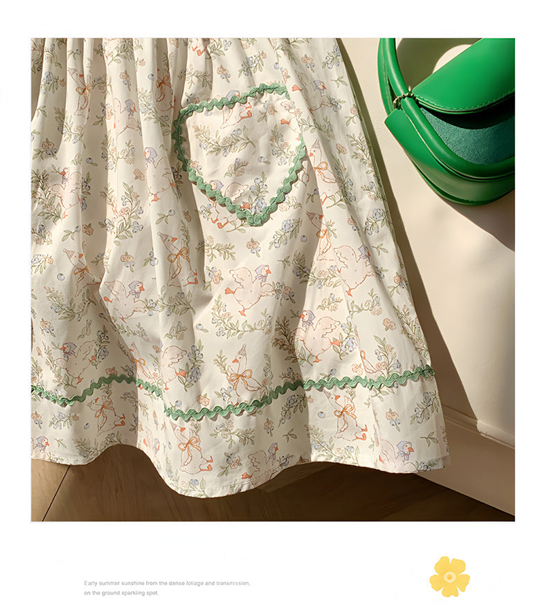 Vestido Infantil Bordado Patinhos Florzinhas