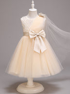 Vestido Infantil Alça Tule Laço