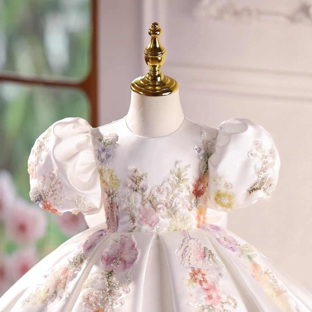 Vestido Infantil de Festa Flores Bufante