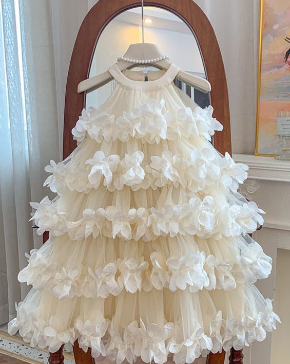 Vestido Infantil Camadas de Flores
