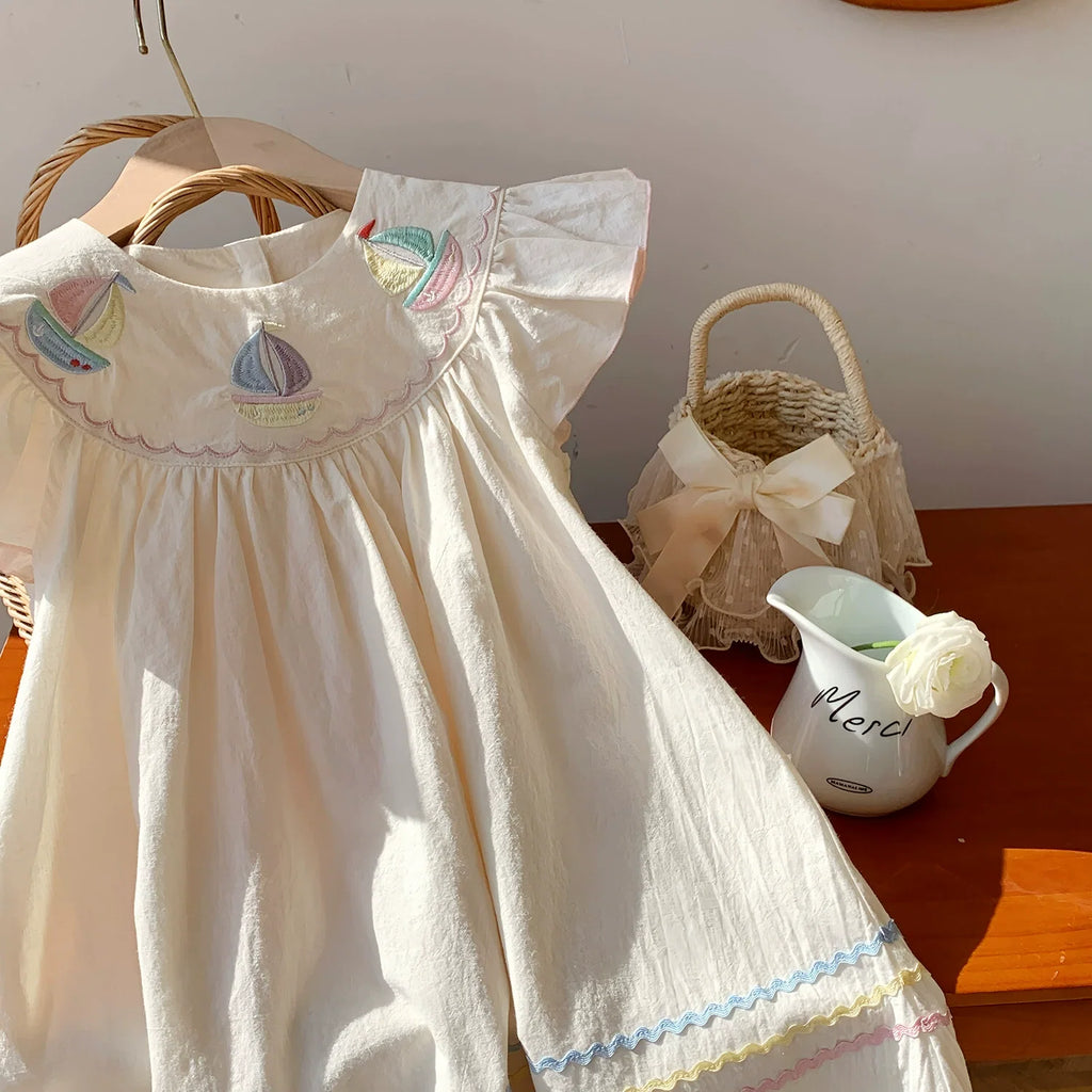 Vestido Infantil Verão Barquinhos
