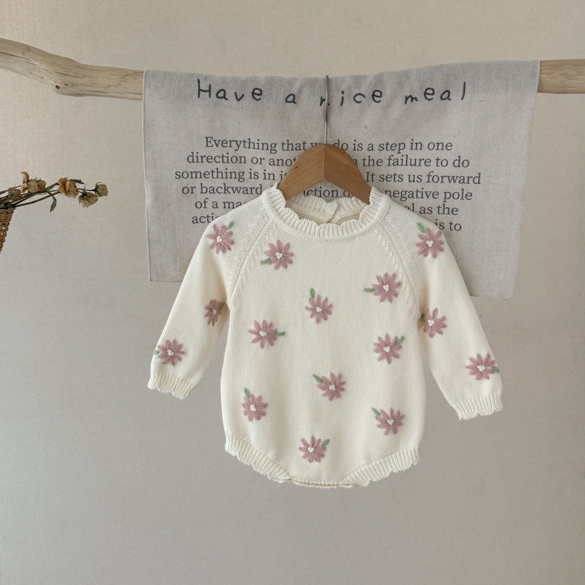 Body Infantil Tricô Florzinhas