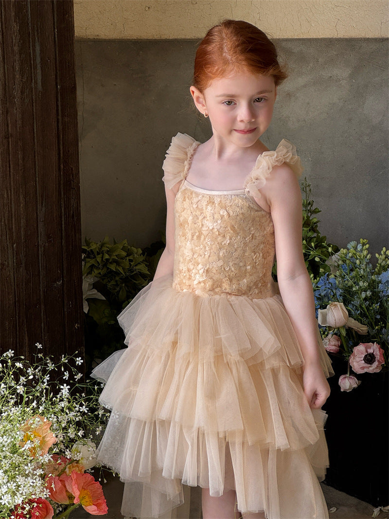 Vestido Infantil De Tule Lantejoulas
