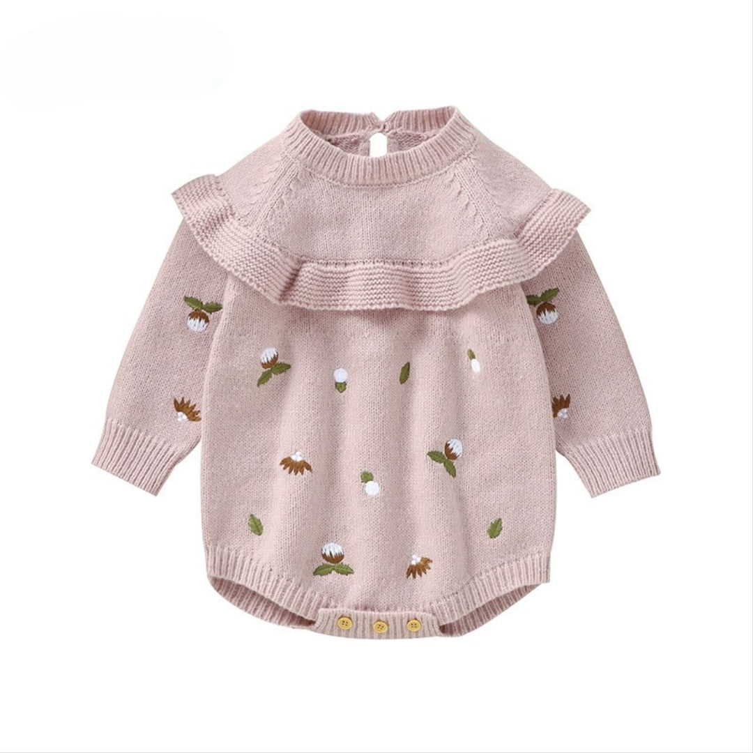 Body Infantil de Tricô Florzinhas