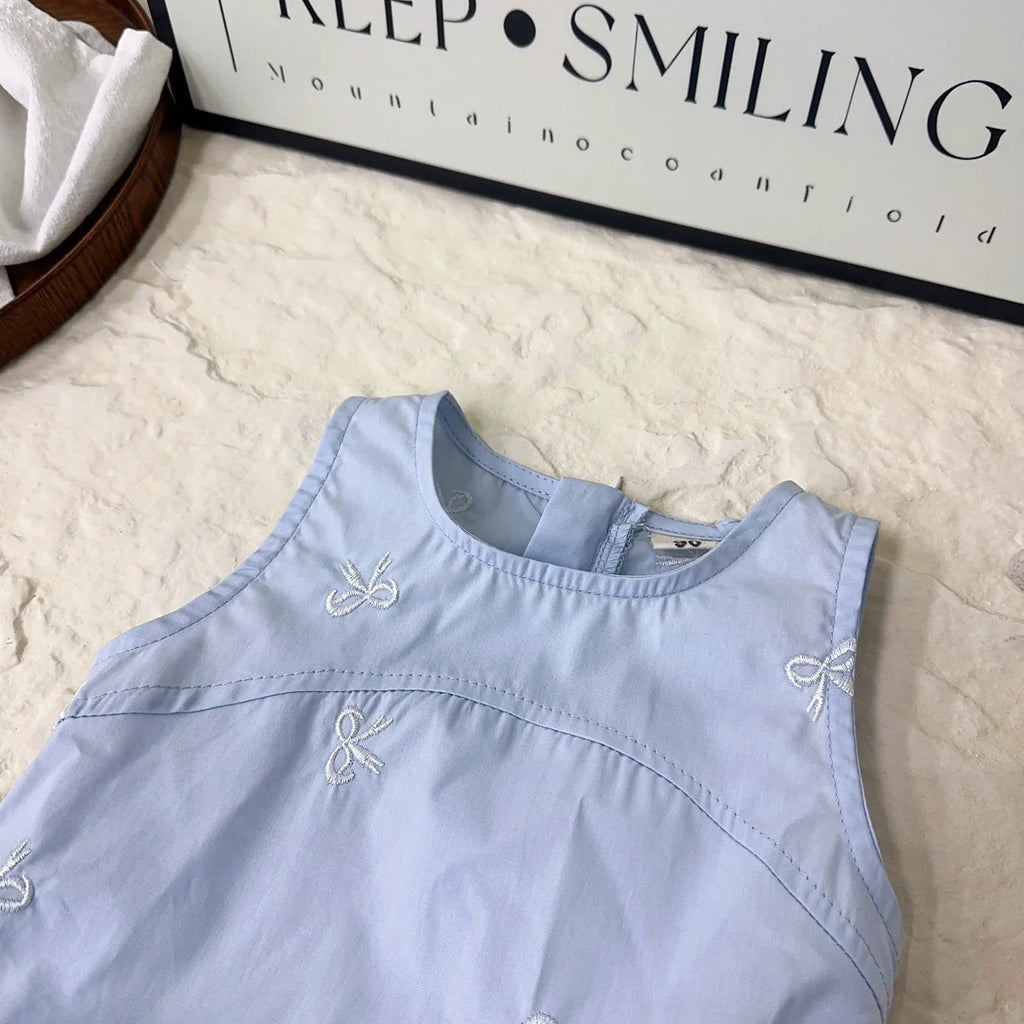 Vestido Infantil Azul Lacinhos