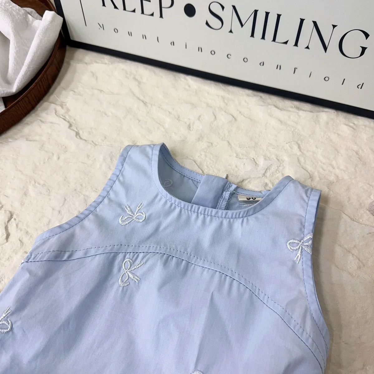 Vestido Infantil Azul Lacinhos