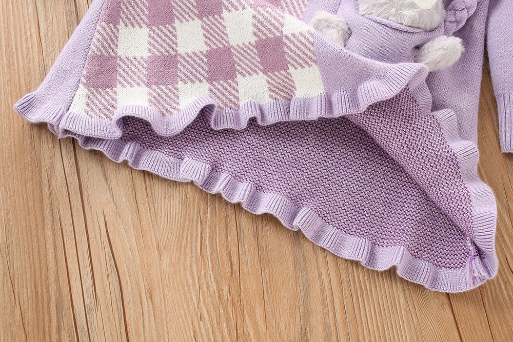Vestido Infantil Roxo De Tricô Coelhinho