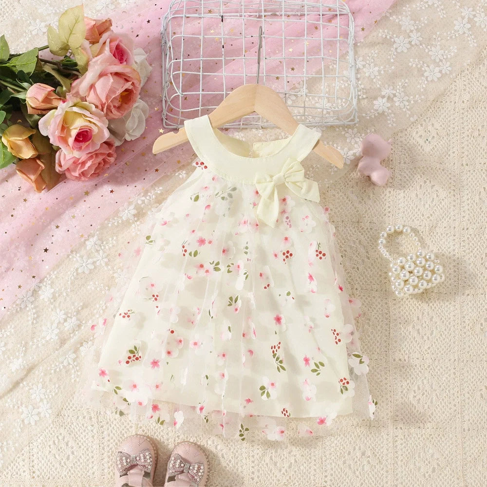 Vestido Infantil Floral Lacinho