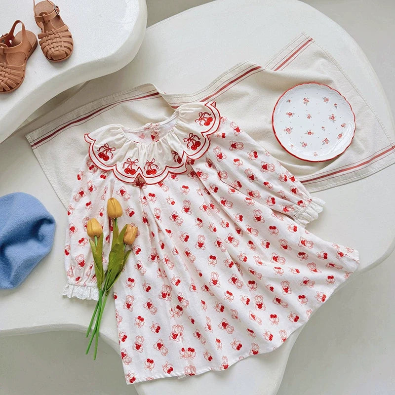 Vestido Infantil Laço Cerejinhas