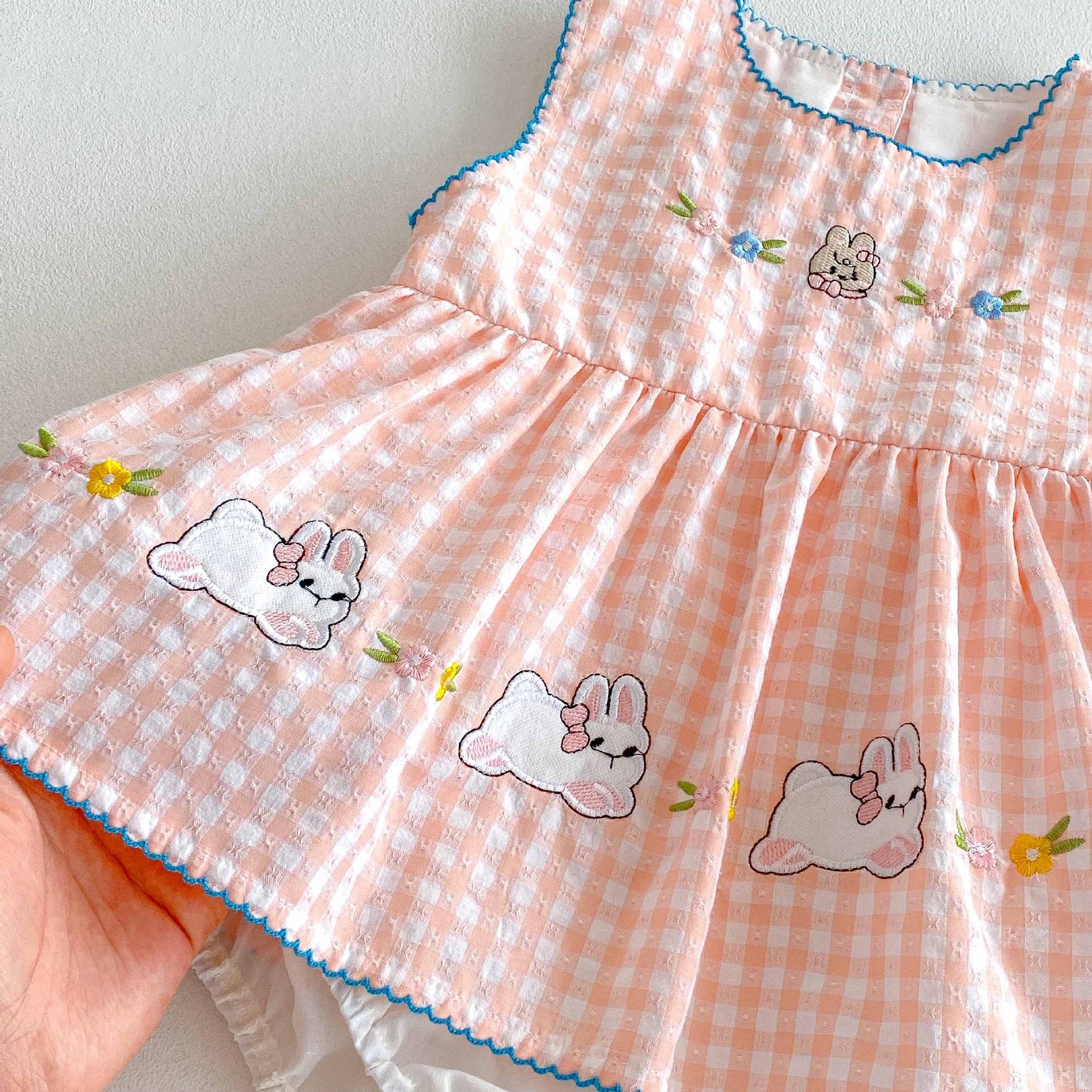 Body Infantil Feminino Xadrez Coelhinhos