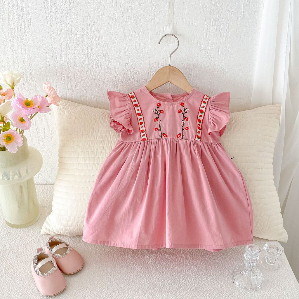 Vestido Infantil Bordado Morangos